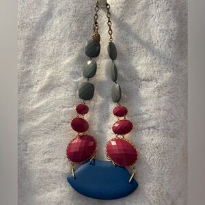 Authentic David, Aubrey  Elegant Red and Blue Statement Necklace